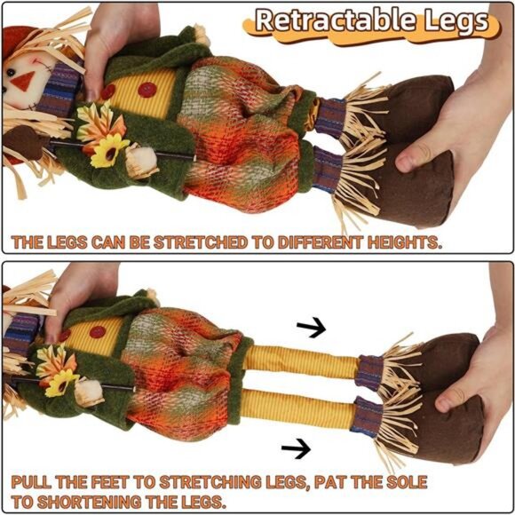 Corn Stalks Decorations Outdoor Tall Juegoal 2-Pack Large  2Pack Fall Decorations Large Plush Scarecrows with Stretchable Legs